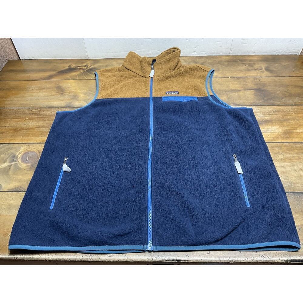 Patagonia Lightweight Synchilla Snap-T Fleece Vest Brown Blue Mens Size XXL